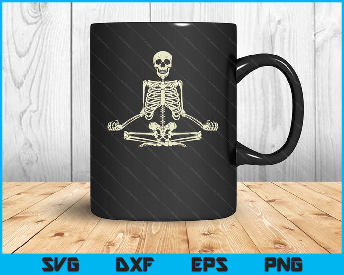 Meditating Skeleton Lotus Yoga Zen Balance Halloween Costume SVG PNG Digital Cutting Files