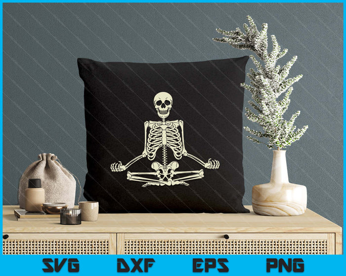 Meditating Skeleton Lotus Yoga Zen Balance Halloween Costume SVG PNG Digital Cutting Files