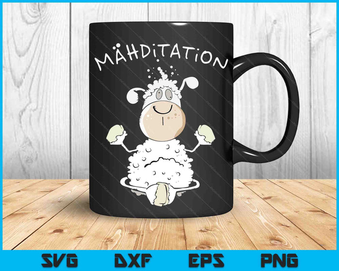 Meditatie schapen ik yoga leuk schaap ik woordspel SVG PNG digitale snijbestanden