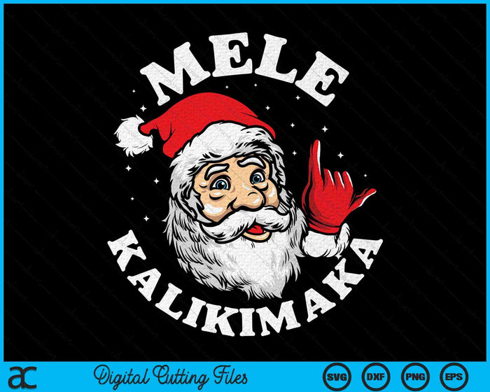 Mele Kalikimaka Santa Shaka Hawaii Retro Christmas SVG PNG Digital Cutting Files