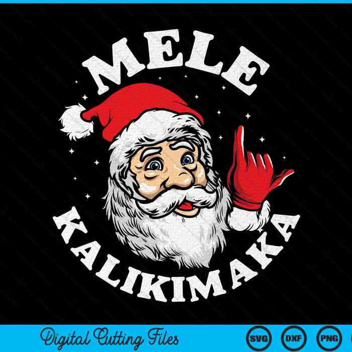 Mele Kalikimaka Santa Shaka Hawaii Retro Christmas SVG PNG Digital Cutting Files