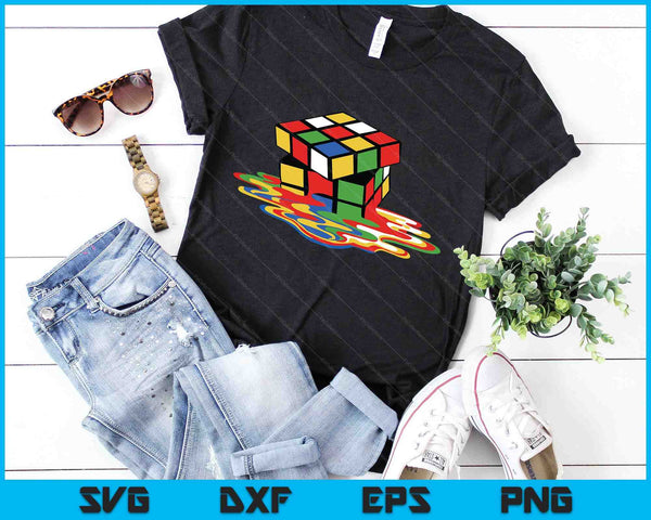 Smeltende kubus grappige Rubik Rubix Rubics Player Cube SVG PNG digitale snijbestanden