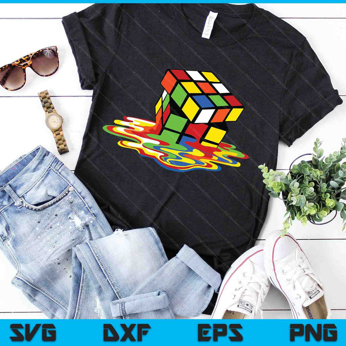 Melting Cube Divertido Rubik Rubix Rubics Player Cube SVG PNG Archivos de corte digital