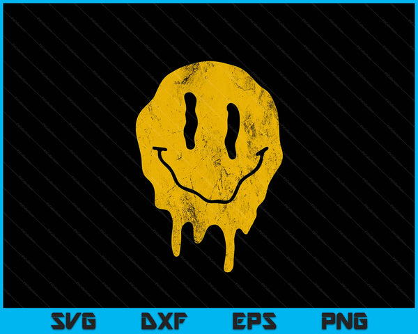 Melting smile face smiling melted dripping cute happy SVG cut file
