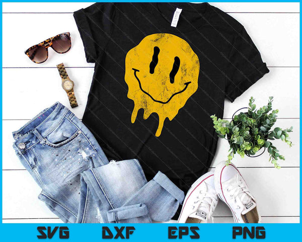 Melting Smile Face Smiling Melted Dripping Cute Happy SVG PNG Digital Printable Files