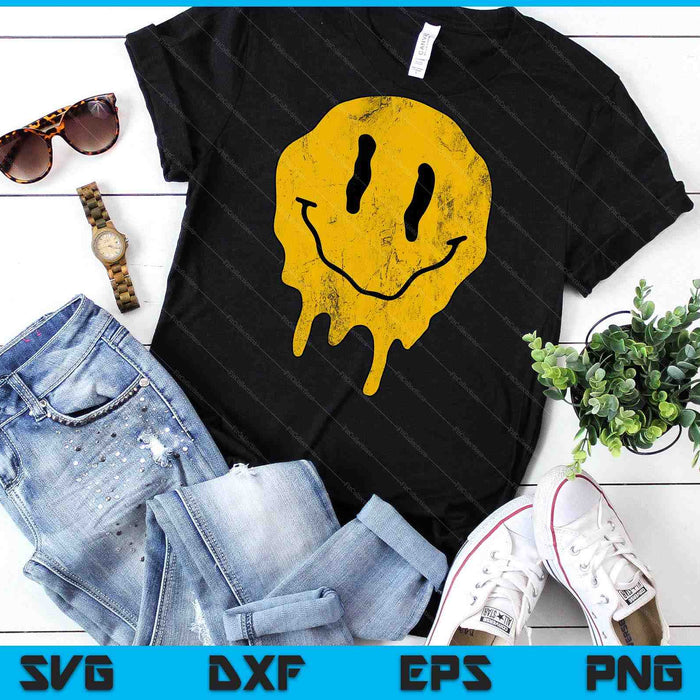 Melting Smile Face Smiling Melted Dripping Cute Happy SVG PNG Digital Printable Files