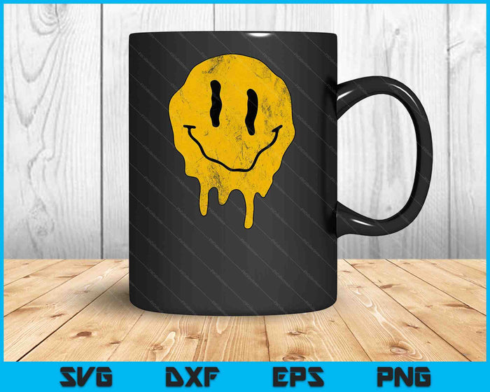 Melting Smile Face Smiling Melted Dripping Cute Happy SVG PNG Digital Printable Files