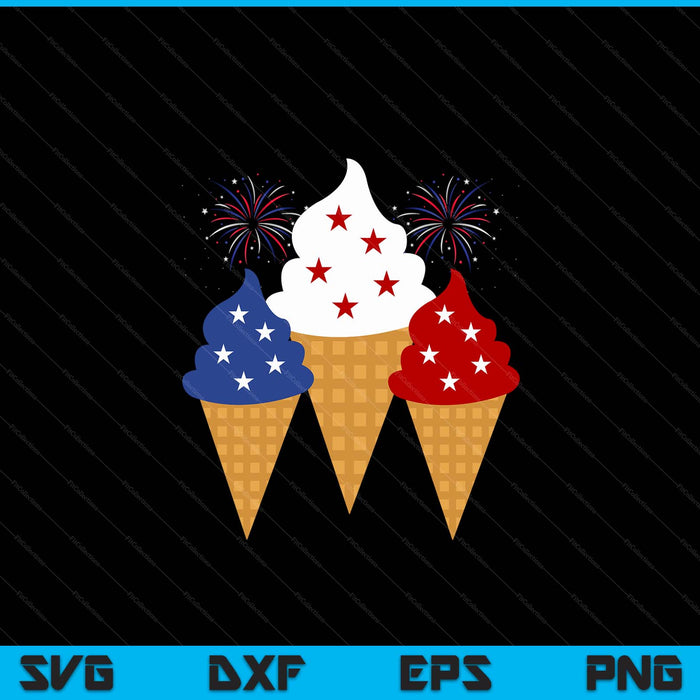 Memorial Day 4th of July holiday patriotic ice cream cones SVG cut file