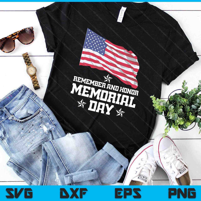 Memorial Day America Flag Remember Honor SVG PNG Digital Printable Files