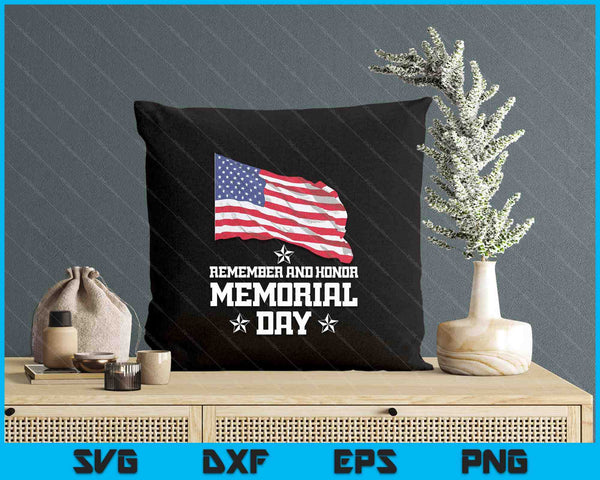 Memorial Day America Flag Remember Honor SVG PNG Digital Printable Files
