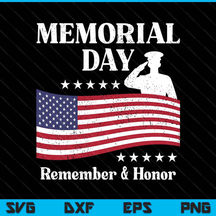 Memorial Day USA flag remember honor patriot SVG cut file