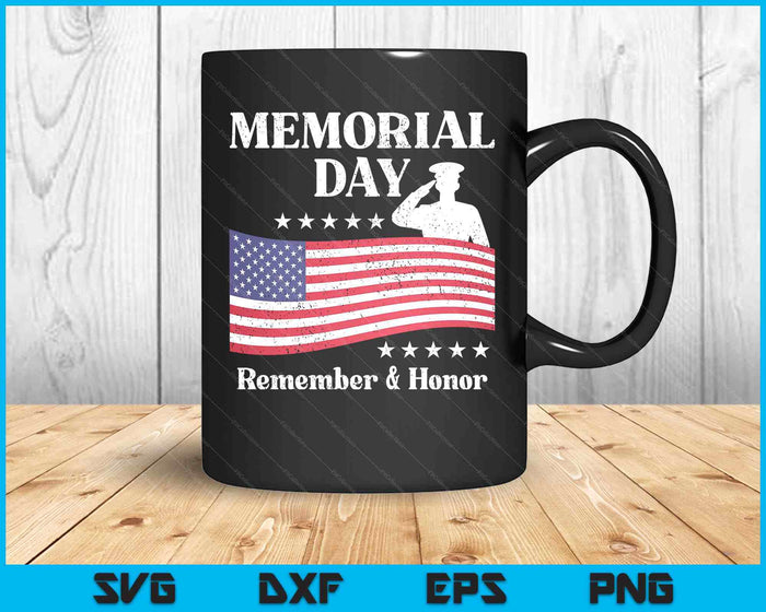 Memorial Day Usa Flag Remember Honor Patriot SVG PNG Digital Printable Files