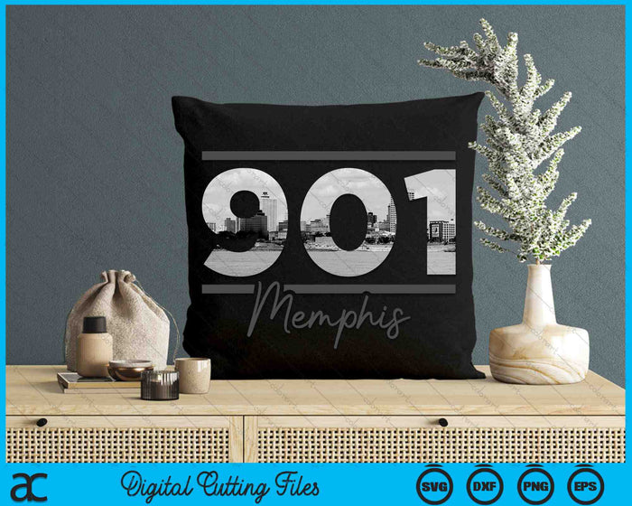 Memphis 901 Netnummer Skyline Tennessee Vintage SVG PNG digitale snijbestanden