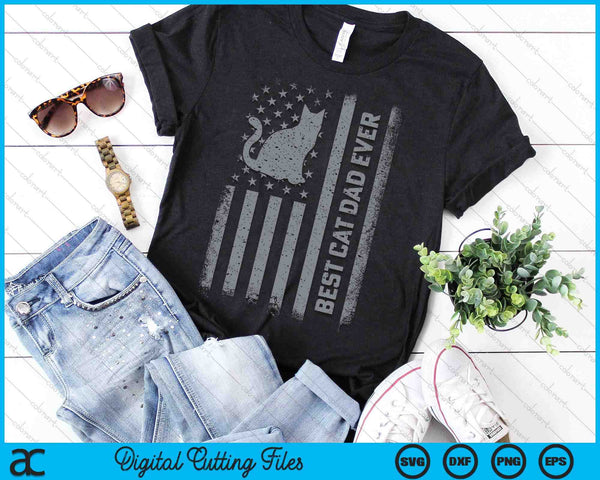 Men's Cat Dad US Flag Kitty Dad Christmas Fathers Day SVG PNG Digital Cutting File - on a t-shirt