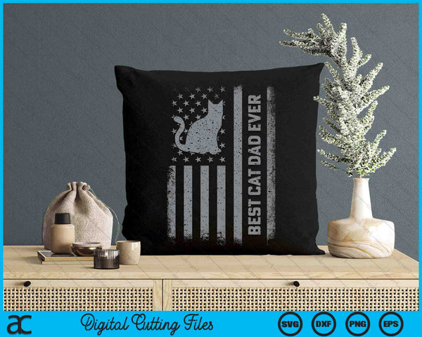 Men's Cat Dad US Flag Kitty Dad Christmas Fathers Day SVG PNG Digital Cutting File