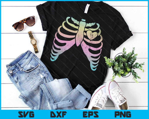 Menhera Kei Kawaii Pastel Goth Aesthetic Rib Cage & Heart SVG PNG Digital Printable Files