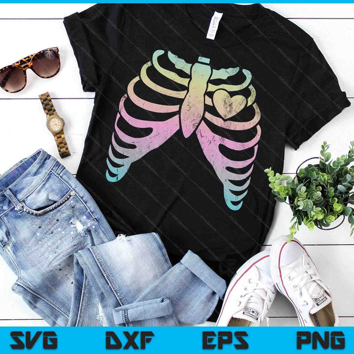 Menhera Kei Kawaii Pastel Goth Aesthetic Rib Cage & Heart SVG PNG Digital Printable Files