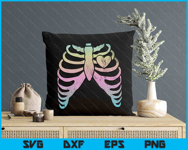 Menhera Kei Kawaii Pastel Goth Aesthetic Rib Cage & Heart SVG PNG Digital Printable Files