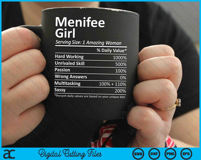 Menifee Girl CA California Funny City Home Roots SVG PNG Archivos de corte digital