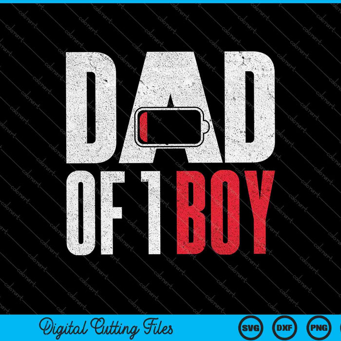 Mens Dad Of 1 Boy Low Battery Gift Fathers Day Digital Artwork