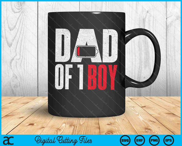 Mens Dad Of 1 Boy Low Battery Gift Fathers Day Digital Artwork