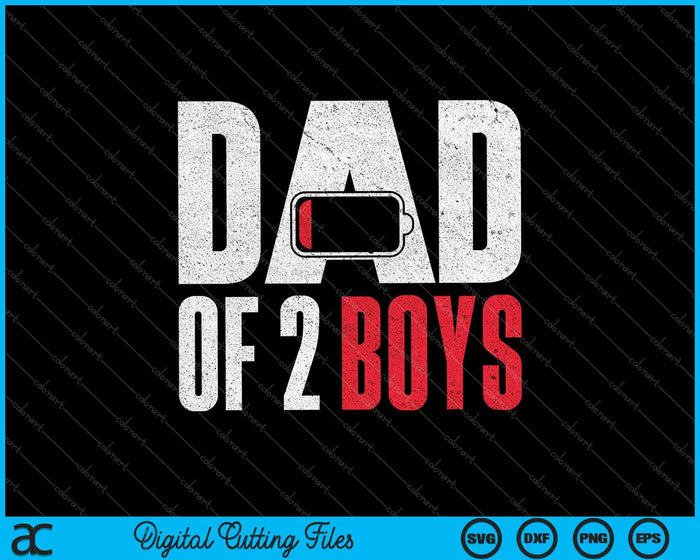 Hombres papá de 2 niños regalo de batería baja Día del Padre SVG PNG cortando archivos imprimibles