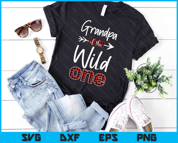 Mens Grandpa of the Wild One Shirt Plaid Lumberjack 1st Birthday SVG PNG Cutting Printable Files - on a t-shirt