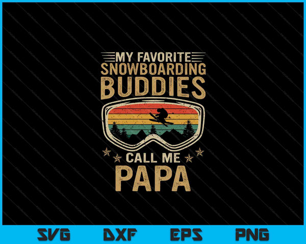 Heren snowboard mijn favoriete snowboardvrienden noemen me papa SVG PNG digitale snijbestanden