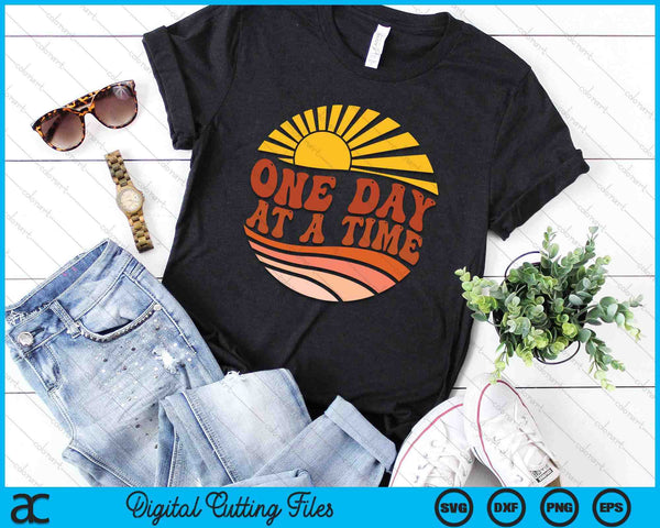 Mental Health Awareness One Day At A Time Retro Sunshine SVG PNG Digital Cutting Files