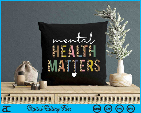 Mental Health Matters Human Brain Illness Awareness Leopard SVG PNG Digital Cutting Files