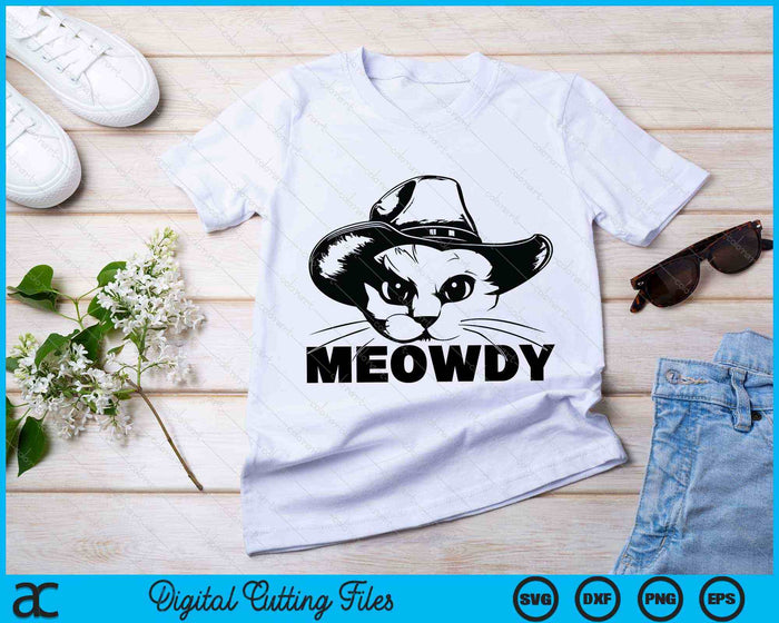 Meowdy grappige mashup tussen Miauw en Howdy SVG PNG snijden afdrukbare bestanden