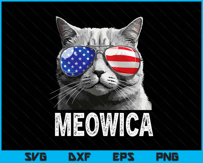 Meowica Cat 4th Of July Merica USA American Flag SVG PNG Digital Printable Files