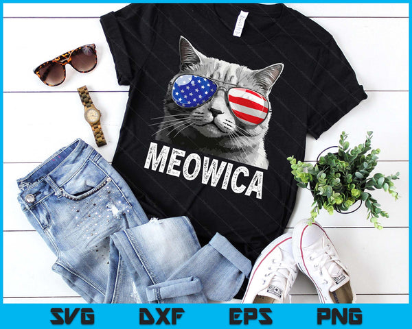 Meowica Cat 4th Of July Merica USA American Flag SVG PNG Digital Printable Files