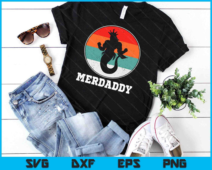 Merdaddy Security Meerman zeemeermin papa vis Vaderdag SVG PNG digitale snijbestanden