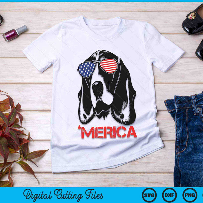 Merica Basset Hound Amerikaanse vlag 4 juli SVG PNG digitale snijbestanden