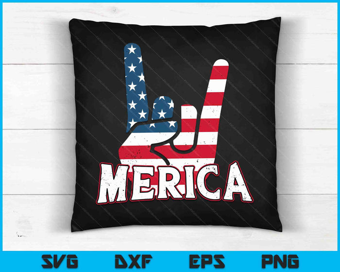 Merica Rock Sign USA American Flag 4th of July Fourth SVG PNG Digital Cutting Files