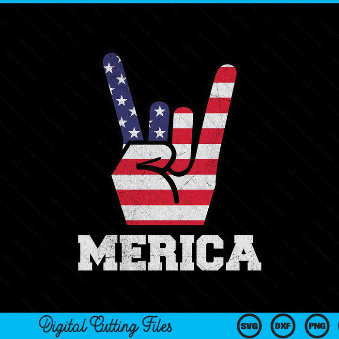 Merica rock sign 4th of July vintage American flag retro USA SVG cut file