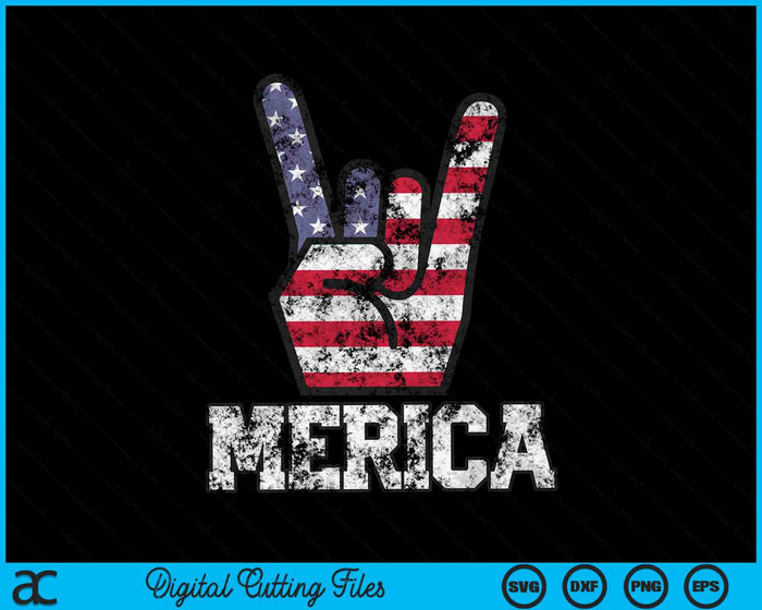 Merica Rock Sign 4th of July Vintage American Flag SVG PNG Cutting Printable Files