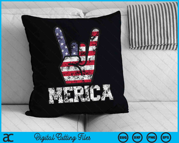 Merica Rock Sign 4th of July Vintage American Flag SVG PNG Cutting Printable Files