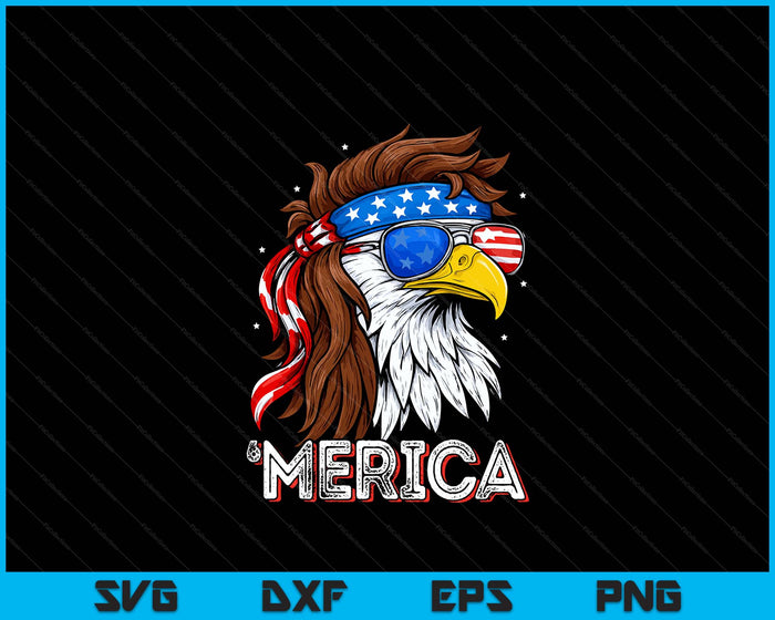 Merica USA American Flag Patriotic 4th of July Bald Eagle SVG PNG Digital Printable Files