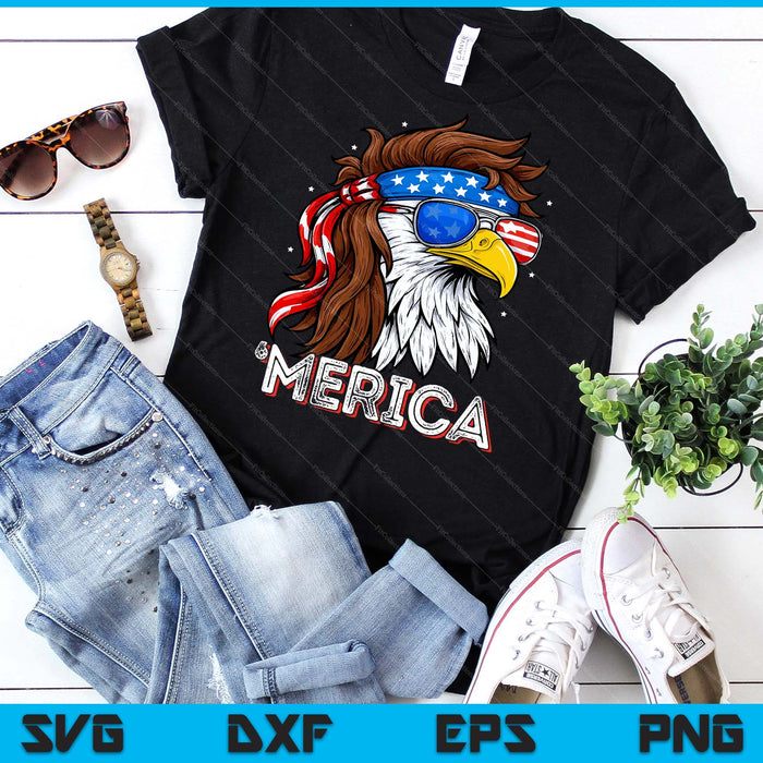 Merica USA American Flag Patriotic 4th of July Bald Eagle SVG PNG Digital Printable Files