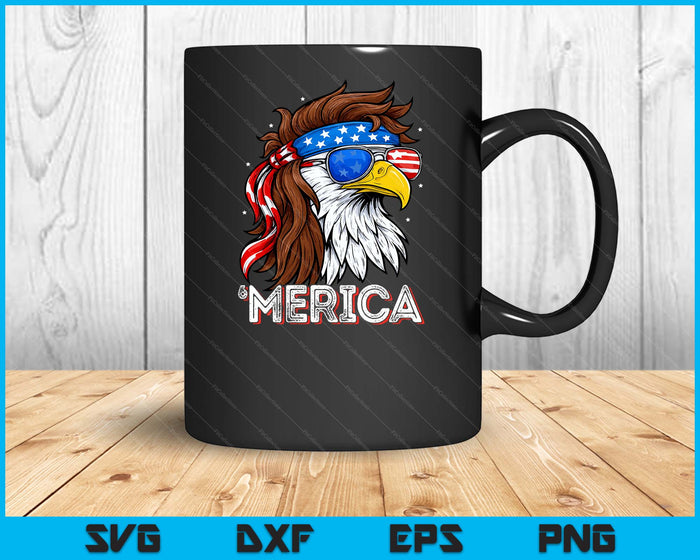 Merica USA American Flag Patriotic 4th of July Bald Eagle SVG PNG Digital Printable Files