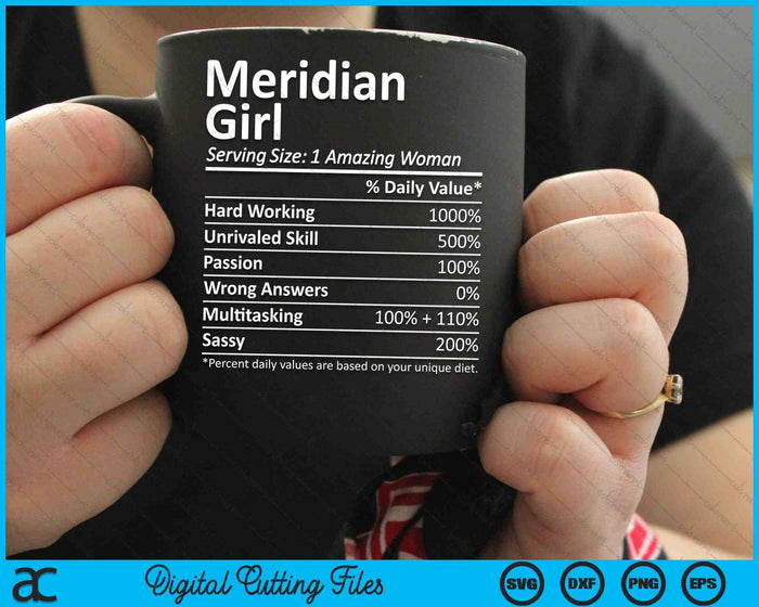 Meridian Girl ID Idaho Funny City Home Roots SVG PNG Digital Cutting File