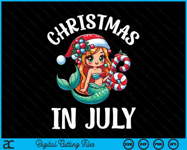 Mermaid Crab Christmas In July Cute Summer Xmas Girls Kids SVG PNG Digital Cutting Files