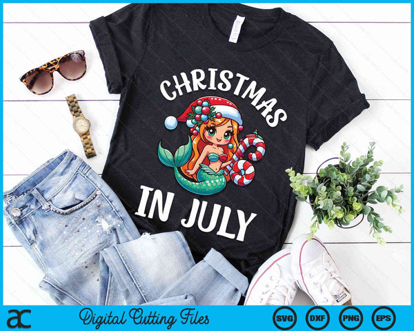 Mermaid Crab Christmas In July Cute Summer Xmas Girls Kids SVG PNG Digital Cutting Files