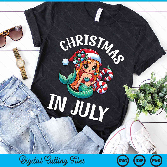 Mermaid Crab Christmas In July Cute Summer Xmas Girls Kids SVG PNG Digital Cutting Files