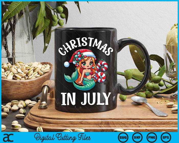 Mermaid Crab Christmas In July Cute Summer Xmas Girls Kids SVG PNG Digital Cutting Files