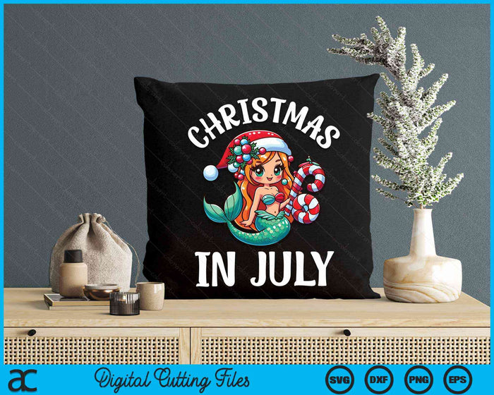 Mermaid Crab Christmas In July Cute Summer Xmas Girls Kids SVG PNG Digital Cutting Files