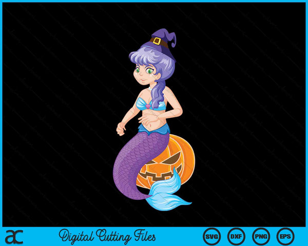 Mermaid Halloween mermaid pumpkin mermaid SVG cut file