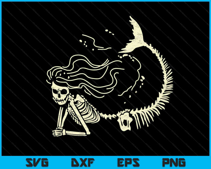 Mermaid Skeleton Cute Halloween Costume SVG PNG Digital Cutting Files